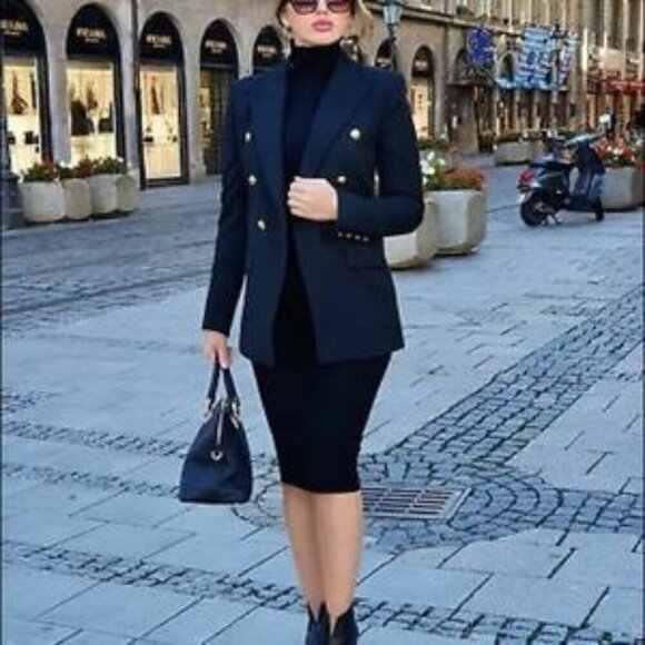 Zara Tailored Blazer with Buttons Navy Blue XS - Picture 4 of 16